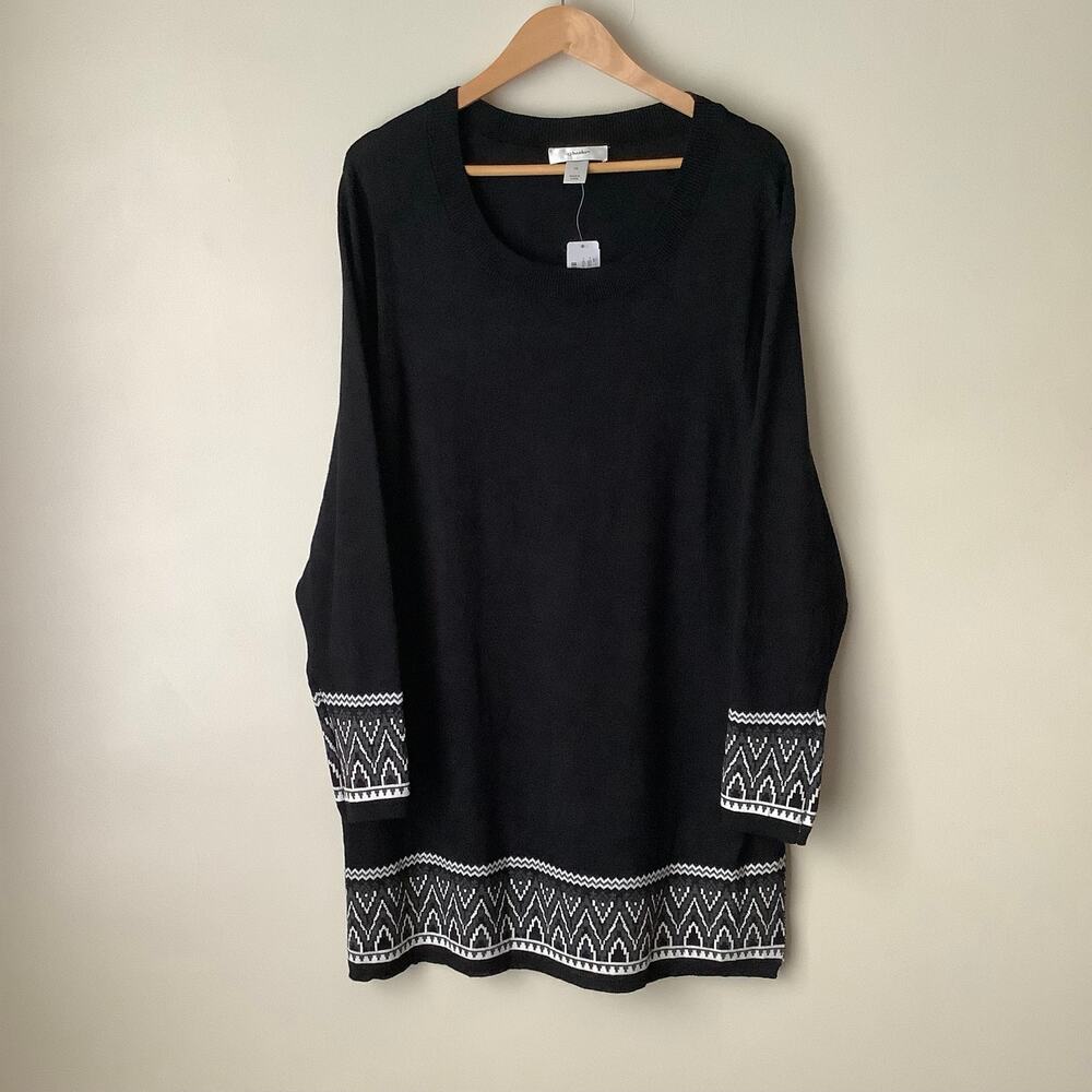NWT CJ Banks Aztec Hem & Cuffs Long Sleeve Tunic Sweater Plus Size 1X (16W-18W)